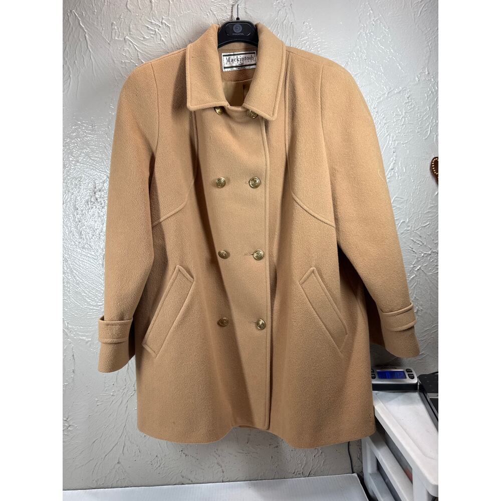 Vintage Mackintosh Authentic Peacoat Womens 100% Wool Tan USA Size L Approximate